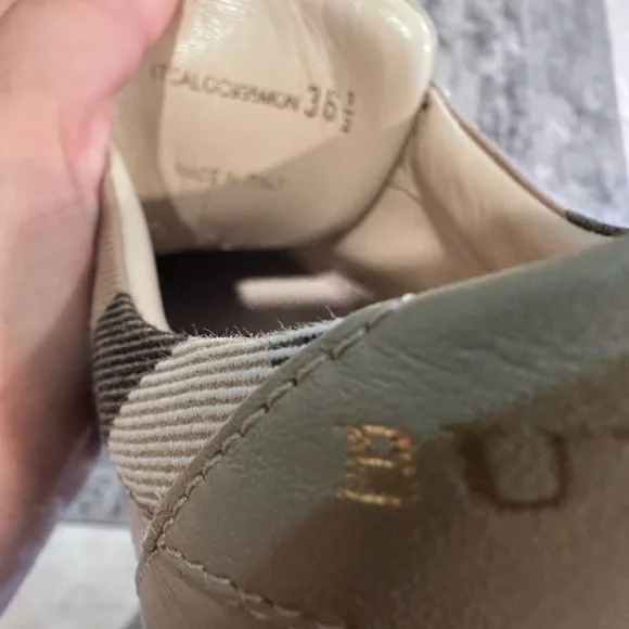 Burberry Tan and White Check Sneakers - Picture 7 of 11
